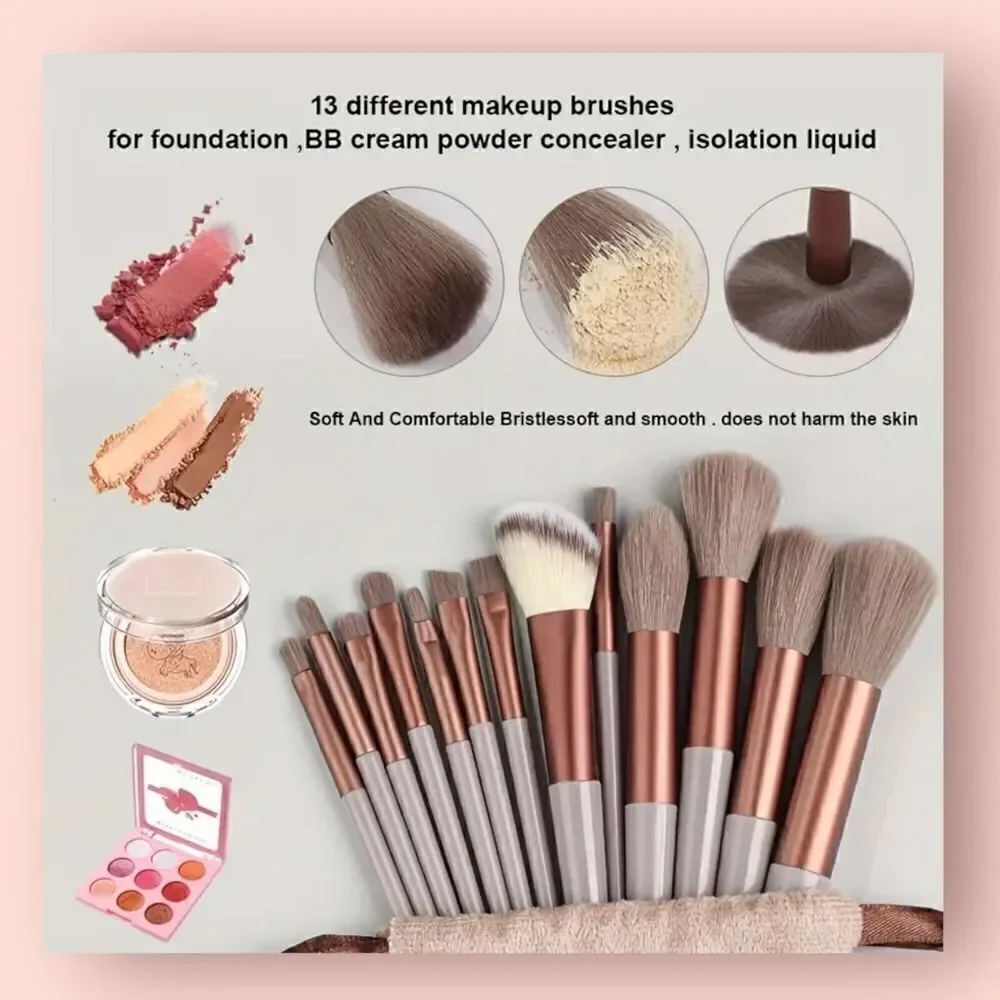Makeup brush Set Foundation Powder Eyeliner Eyeshadow Lip Cosmetic Brushes 13 Pc